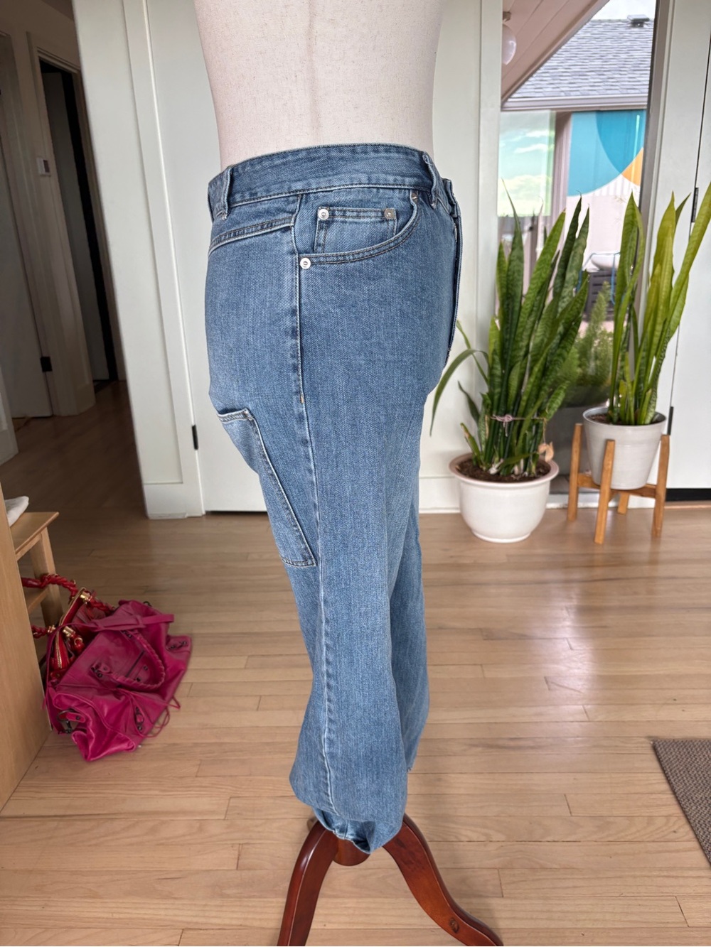 Tibi Medium Blue Asymmetric Pocket Jeans - Picture 2 of 8